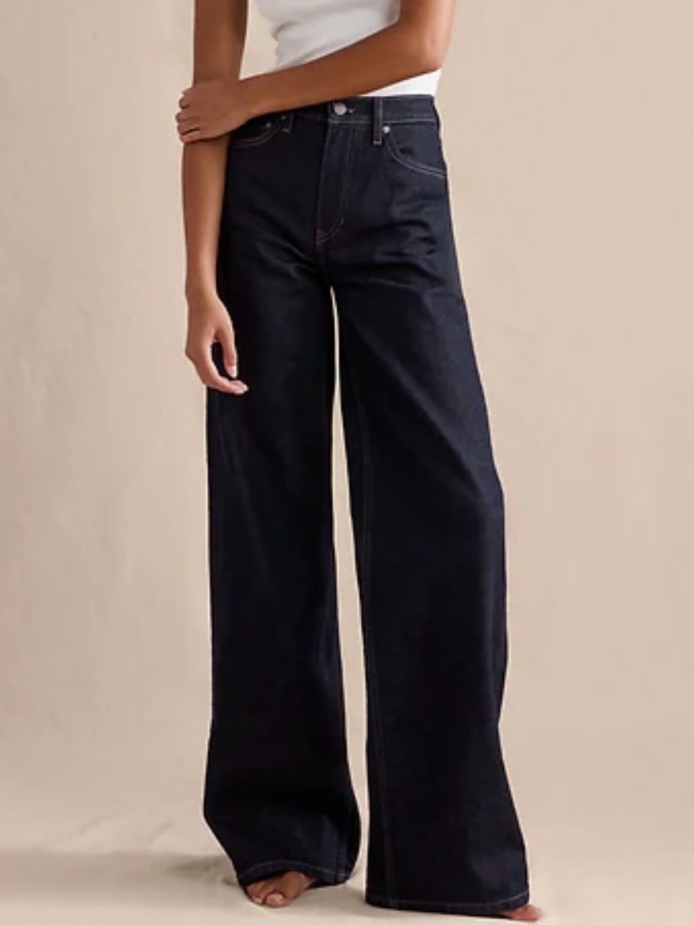 Banana Republic Wide-Leg High-Rise Wide Leg Dark Washed Jeans Size W28 L29